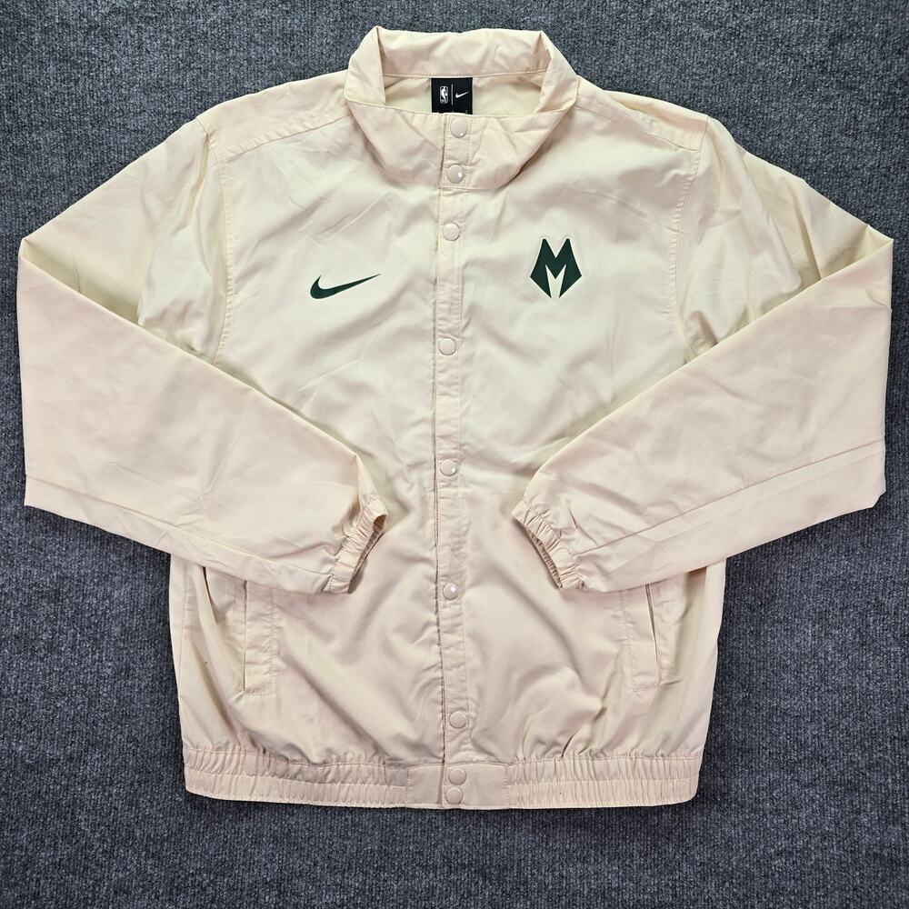 Nike Milwaukee Bucks Jacket Large Cream DNA Snap Up City Edition Basketball